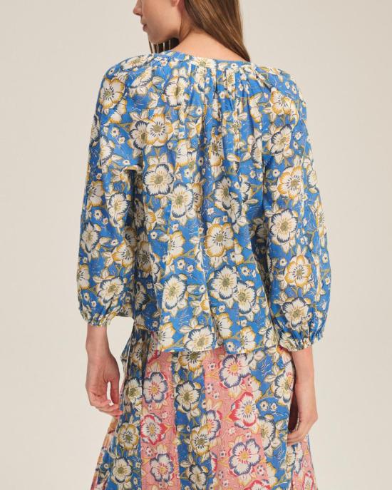  벨벳 긴팔 티셔츠 리즈 보헤미안 탑 아술 - VELVET