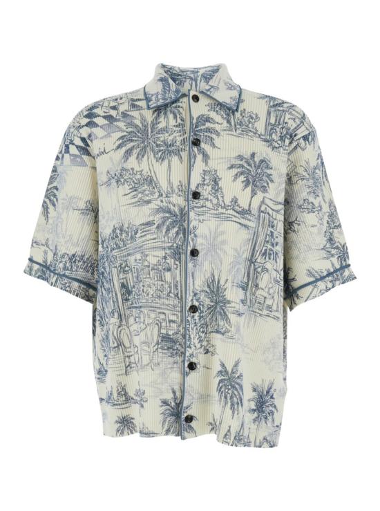  아미리 반팔 티셔츠 클래식 칼라 올오버 프린트 울 셔츠 멀티컬러