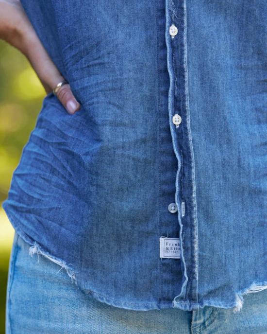  프랭크 앤 에일린 셔츠 프랭크 앤 일린 배리 테일러드 버튼업 셔츠 빈티지 스톤워시 인디고 - FRANK & EILEEN