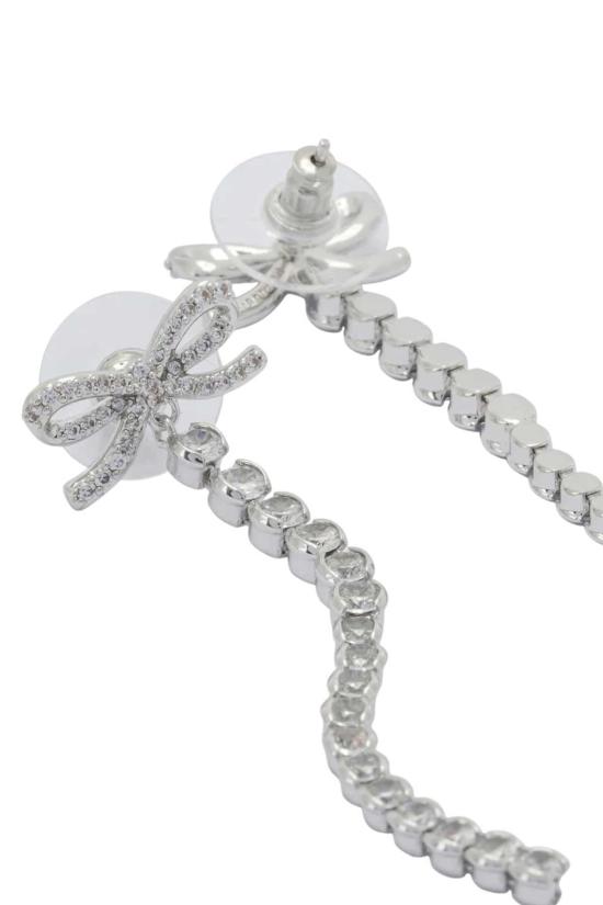  셀프 포트레이트 이어링 크리스탈 리본 드롭렛 귀걸이 실버 - SELF PORTRAIT