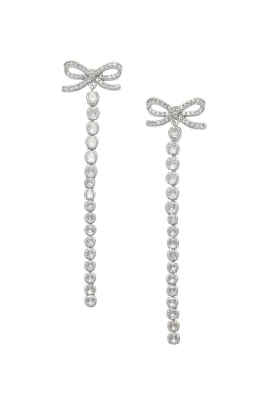  셀프 포트레이트 이어링 크리스탈 리본 드롭렛 귀걸이 실버