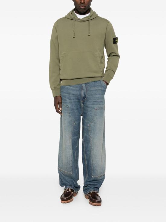  스톤 아일랜드 긴팔 티셔츠 로고 코튼 후드티 그린 - STONE ISLAND