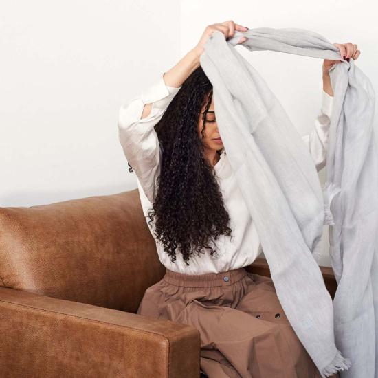  베리어슬리 머플러/스카프 다양한 조약돌 무늬의 손으로 짠 부드러운 린넨 스카프 - VARIOUSLY