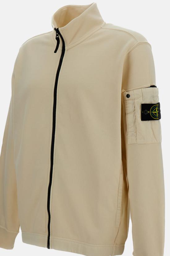  스톤 아일랜드 긴팔 티셔츠 지퍼업 크루넥 스웨터 화이트 - STONE ISLAND