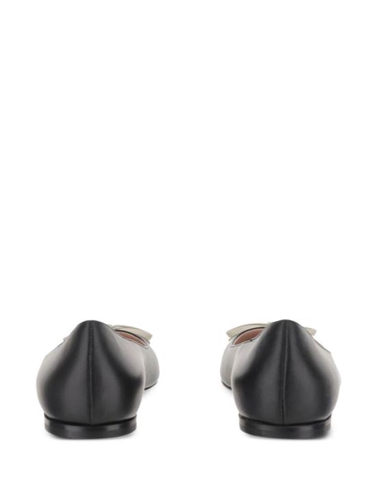  발렌티노 가라바니 플랫 슈즈 베포인티 가죽 발레 플랫 블랙 - VALENTINO GARAVANI