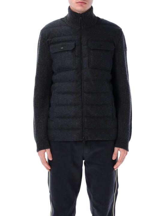  몽클레어 자켓 패딩 울 지퍼업 가디건 다크 그레이