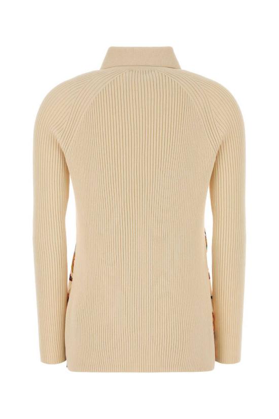  에트로 반팔 티셔츠 아이보리 니트 및 실크 폴로 셔츠 - ETRO