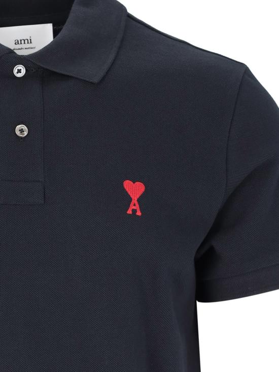  아미 폴로 티셔츠 알렉상드르 마티우시 로고 폴로 셔츠 블랙 - AMI