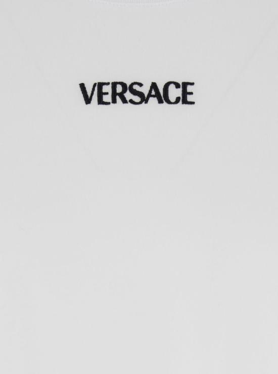  베르사체 반팔 티셔츠 레터링 로고 앞면 티셔츠 화이트 - VERSACE