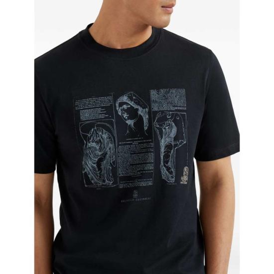  브루넬로 쿠치넬리 반팔 티셔츠 티셔츠 블랙 - BRUNELLO CUCINELLI