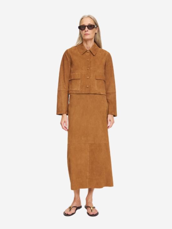  바이말렌비거 무스탕 말렌 비르거 애니 스웨이드 재킷 (러스티 샌드 색상) - BY MALENE BIRGER