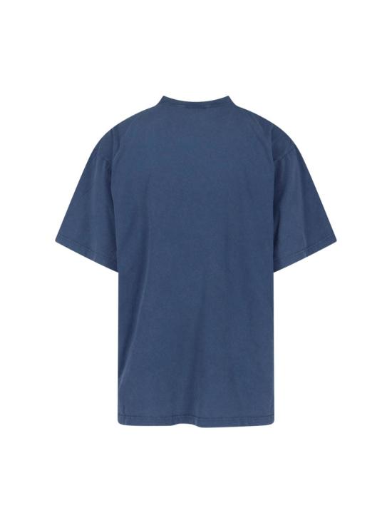  발렌시아가 반팔 티셔츠 로고 티셔츠 블루 - BALENCIAGA