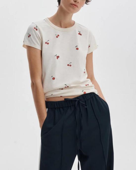  랙앤본 반팔 티셔츠 Rag & Bone All Over Cherry 티셔츠 화이트 멀티 - RAG & BONE