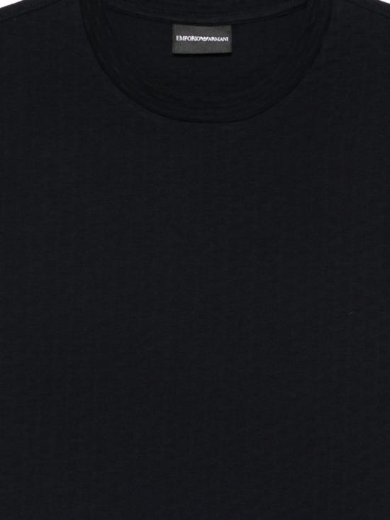  엠포리오 아르마니 반팔 티셔츠 로고 코튼 티셔츠 블랙 - EMPORIO ARMANI