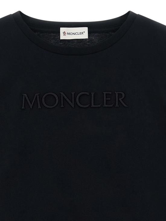  [키즈] 몽클레어 티셔츠 키즈 몽클레르 로고 자수 티셔츠 블랙 - MONCLER