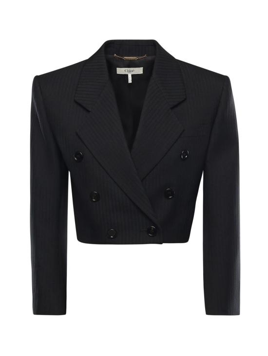  끌로에 자켓 끌로 스트라이프 스펜서 숏 재킷 블레이저 블랙