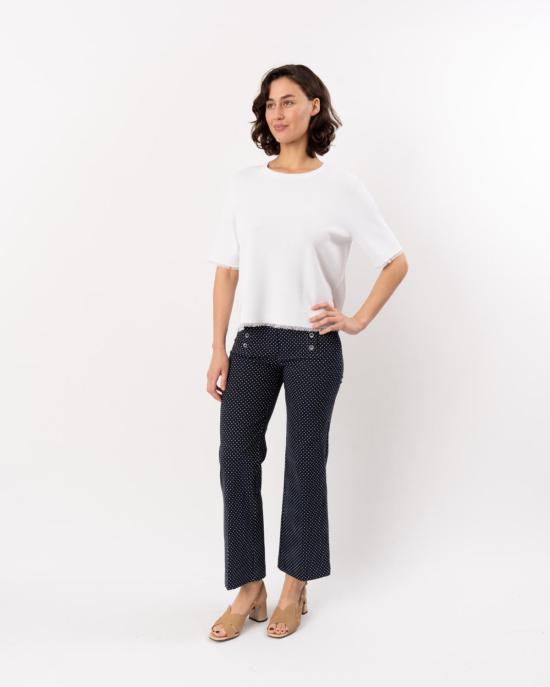  엘리엇 로렌 팬츠 버튼 앞 여밈 도트 무늬  네이비 - ELLIOTT LAUREN