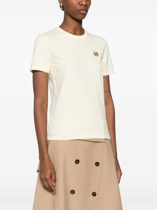  메종키츠네 반팔 티셔츠 메종 키츠네 여우 머리 면 티셔츠 옐로우 - MAISON KITSUNE