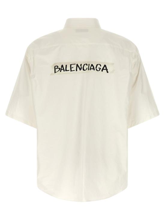  발렌시아가 반팔 셔츠 마스킹 테이프 셔츠 화이트 - BALENCIAGA