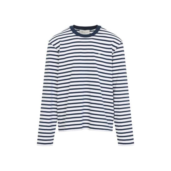  아미 긴팔 티셔츠 Ami Alexandre Mattiussi Mariniere 티셔츠 Encre Blanc - AMI