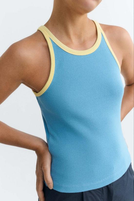  띵킹 뮤 민소매 티셔츠 씽킹 뮤 다크 더스크 해리엇 탑 블루 - THINKING MU