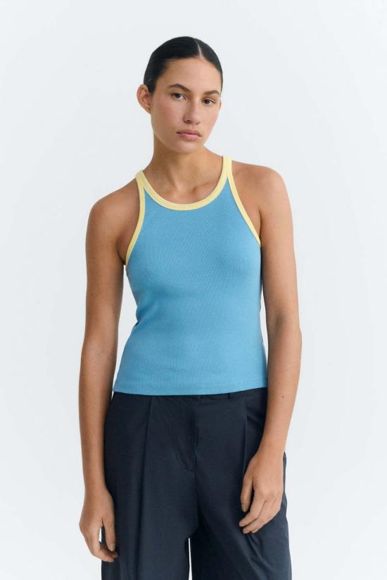  띵킹 뮤 민소매 티셔츠 씽킹 뮤 다크 더스크 해리엇 탑 블루