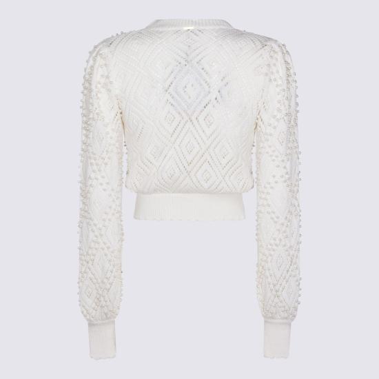  트윈셋 가디건 화이트 코튼  마드레 페를라 - TWINSET