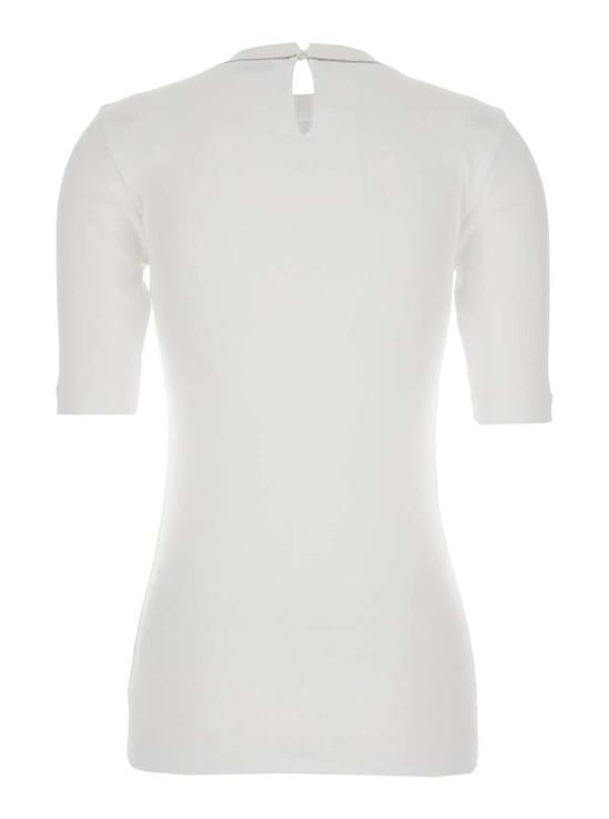  브루넬로 쿠치넬리 반팔 티셔츠 크루넥 티셔츠 (모닐 디테일 포함) 화이트 - BRUNELLO CUCINELLI