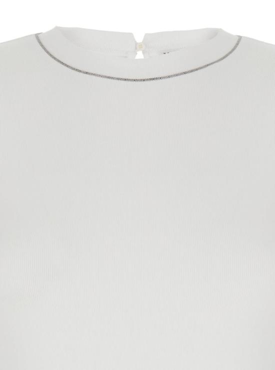  브루넬로 쿠치넬리 반팔 티셔츠 크루넥 티셔츠 (모닐 디테일 포함) 화이트 - BRUNELLO CUCINELLI