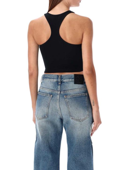  오프화이트 민소매 티셔츠 오프 스탬프 크롭탑 블랙 - OFF WHITE