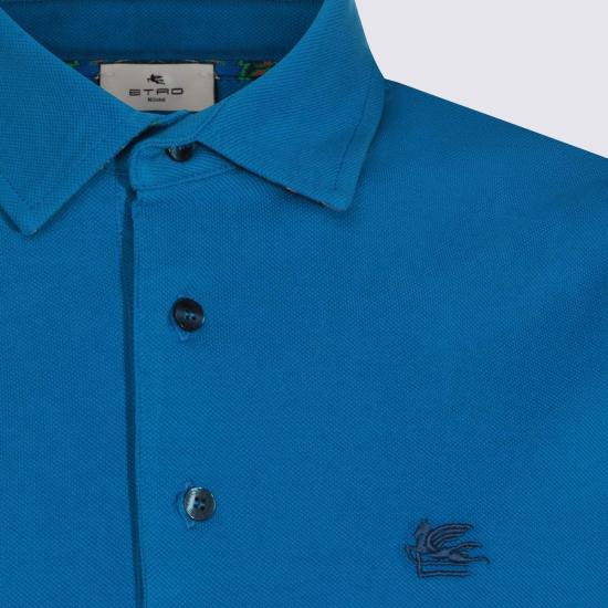  에트로 폴로 티셔츠 블루 코튼 폴로 셔츠 - ETRO