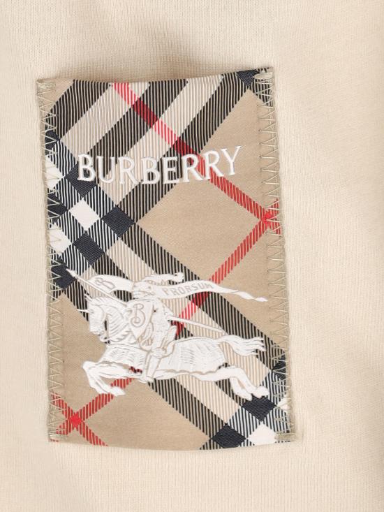  버버리 반팔 티셔츠 체크 티셔츠 크림색 - BURBERRY