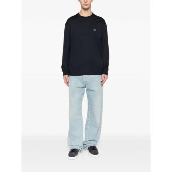  엠포리오 아르마니 긴팔 티셔츠 티셔츠 블루 - EMPORIO ARMANI