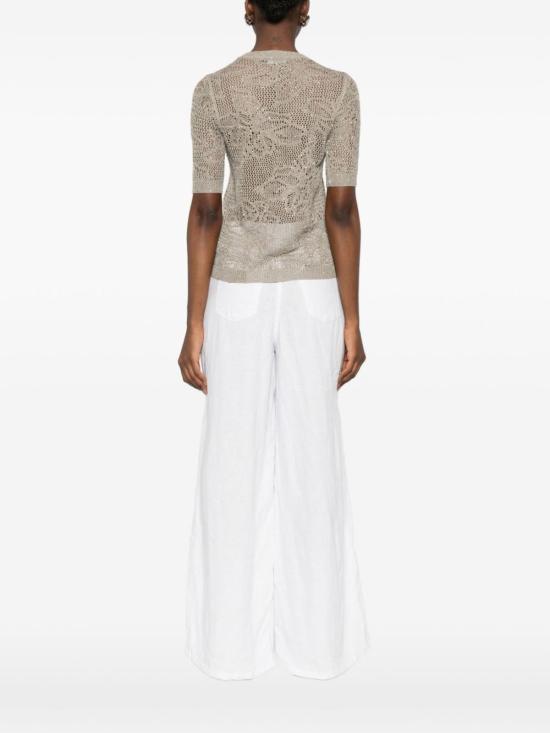  파비아나 필리피 반팔 티셔츠 오픈워크 티셔츠 카키 그린 - FABIANA FILIPPI