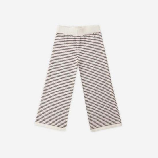  [키즈] Rylee + Cru 트레이닝/조거 팬츠 라일리앤크루 키즈 니트 와이드 레그  초콜릿 스트라이프 - RYLEE AND CRU