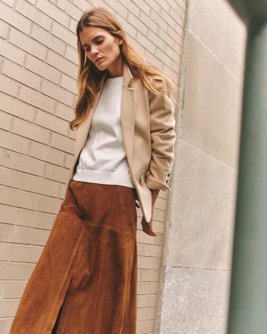  카르톨리나 롱 스커트 클라라 스웨이드 스커트 새들