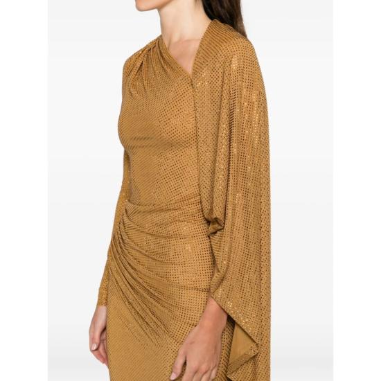  셀프 포트레이트 롱 원피스 드레스 골드 - SELF PORTRAIT