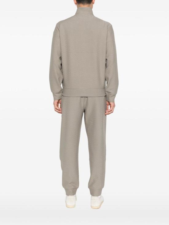  엠포리오 아르마니 긴팔 티셔츠 코튼 블렌드 지퍼 스웨트셔츠 도브 그레이 - EMPORIO ARMANI