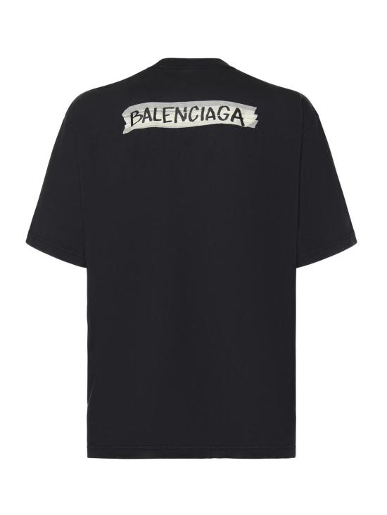  발렌시아가 반팔 티셔츠 마스킹 테이프 저지 티셔츠 블랙 - BALENCIAGA