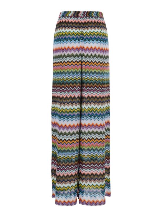  미소니 스트레이트 팬츠 미쏘니 지그재그 픽셀 효과 라메 비스코스 팬츠 멀티컬러 - MISSONI