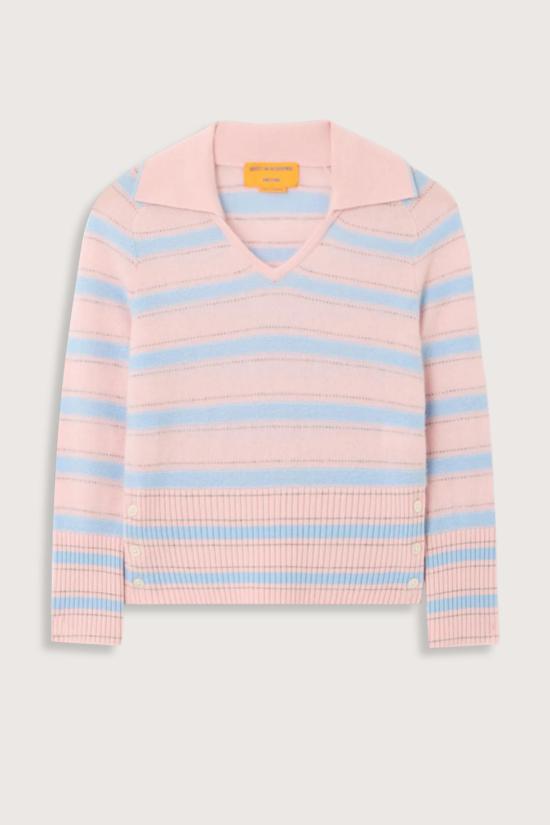  게스트 인 레지던스 스웨터 포트 폴로 캐시미어 사이드 버튼  핑크 콤보