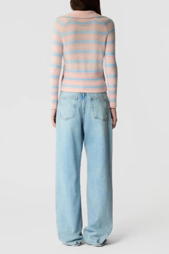  게스트 인 레지던스 스웨터 포트 폴로 캐시미어 사이드 버튼  핑크 콤보 - GUEST IN RESIDENCE