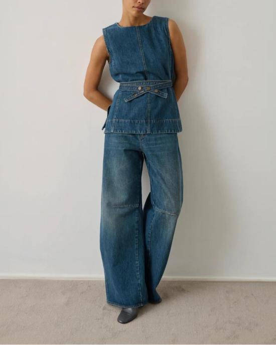  쉐르 민소매 티셔츠 Soeur Chance 민소매 탑 블루 - SOEUR