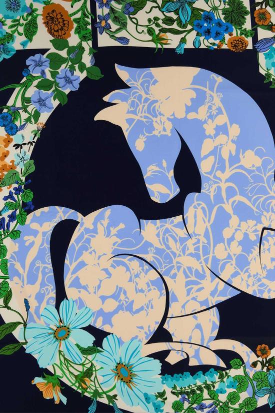  살바토레 페라가모 머플러/스카프 페라가모 프린트 실크 풀라드 스카프 네이비/카멜 - SALVATORE FERRAGAMO