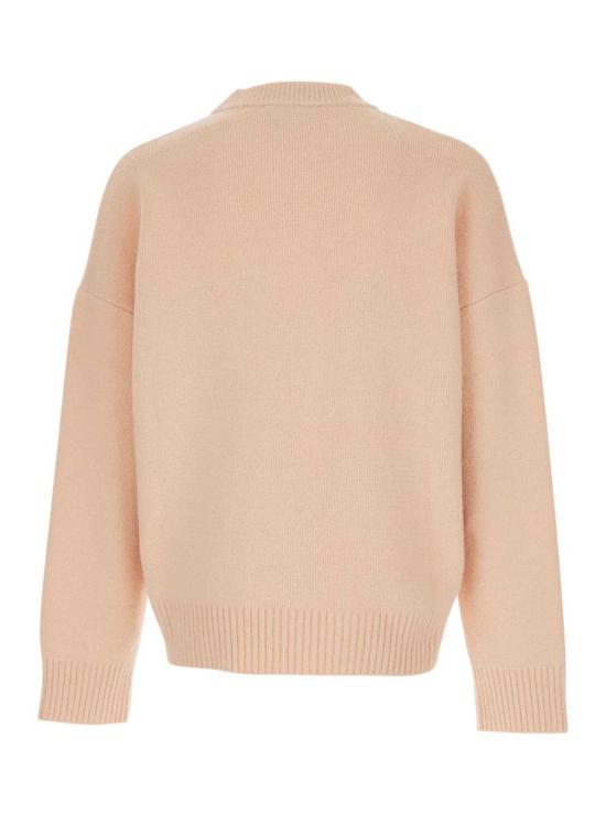  아미 스웨터 알렉상드르 마티우시 크루넥  (ADC 자수 및 드롭 숄더, 핑크) - AMI