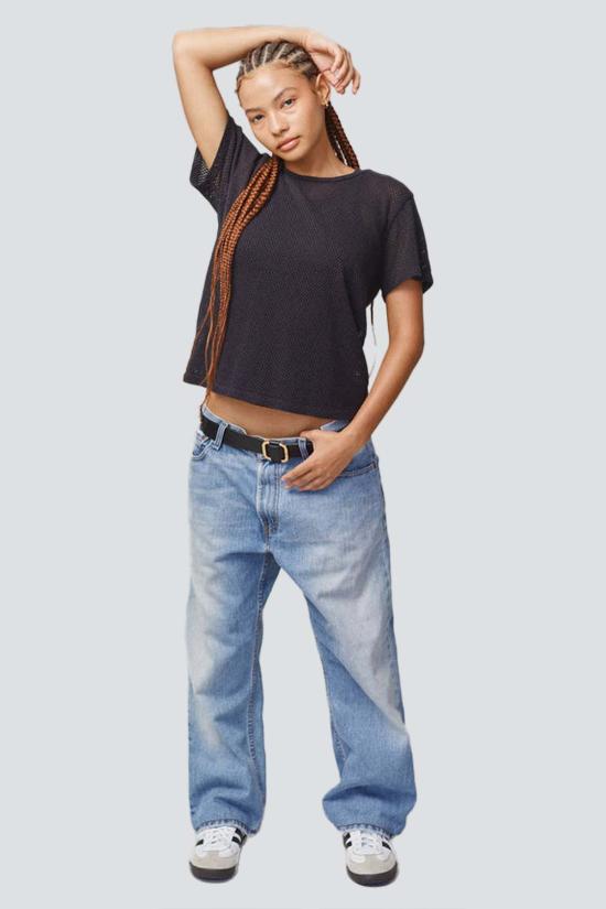  영메이븐 반팔 티셔츠 Jungmaven Carmen 메쉬 크롭 티셔츠 - JUNGMAVEN