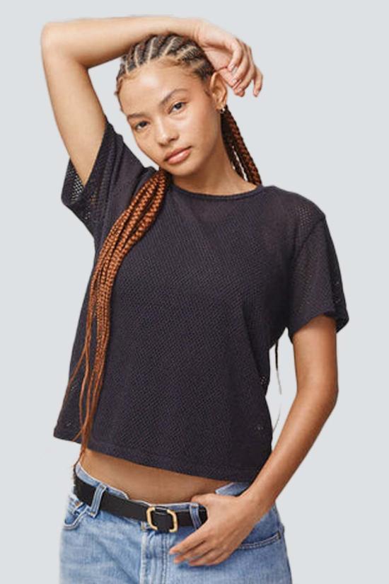  영메이븐 반팔 티셔츠 Jungmaven Carmen 메쉬 크롭 티셔츠