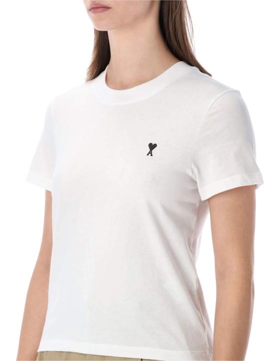  아미 반팔 티셔츠 Ami Alexandre Mattiussi Ami De Cœur 크롭 티셔츠 화이트 - AMI
