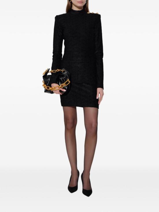  발망 미디 스커트 모노그램  블랙 - BALMAIN