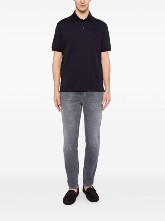  엠포리오 아르마니 폴로 티셔츠 로고 코튼 폴로 셔츠 블루 - EMPORIO ARMANI